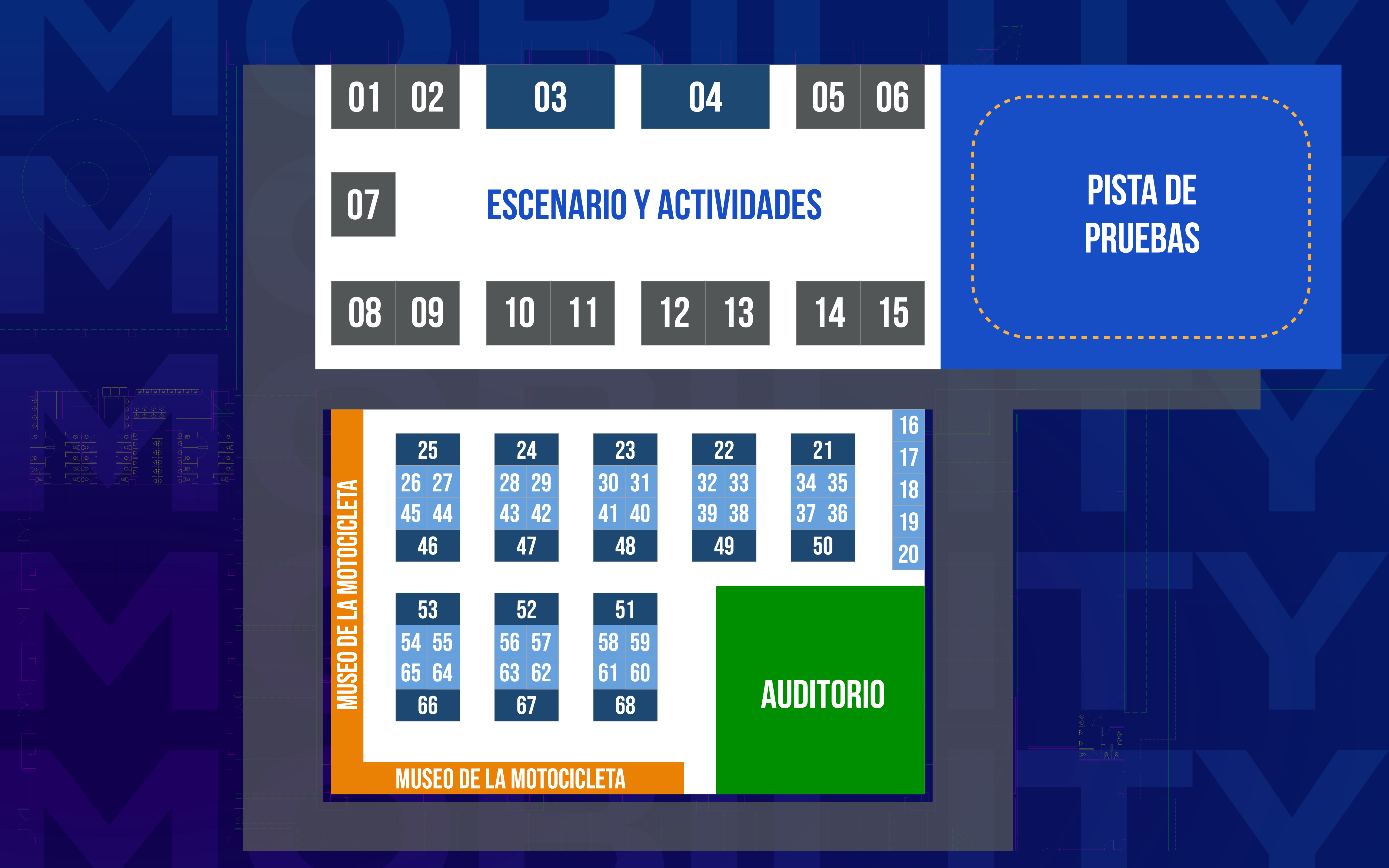 Plano de distribución del evento
